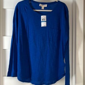 Michael Kors Blue Relaxed Long Sleeve Blouse